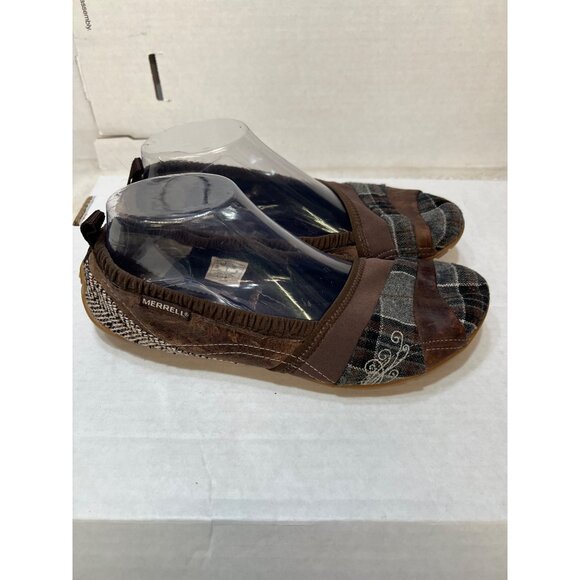 Merrell Delight glove wool Bracken Womens Patchwork Flats Brown & Plaid Slip-On - Picture 1 of 8